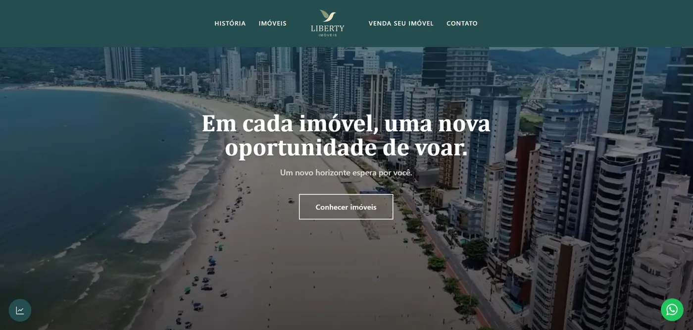 Página inicial do site da Liberty Imóveis